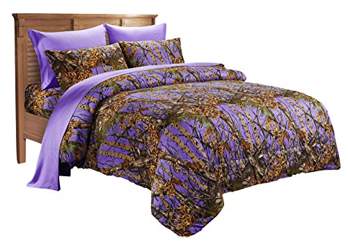 20 Lakes Super Soft Microfiber Camo Comforter Spread (King, Purple)