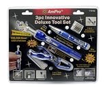 Ampro 19736 Deluxe Tool Set with Magnetic Pick Up Flashlight, Screwdriver and 4-in-1 Tool, 3 Piece