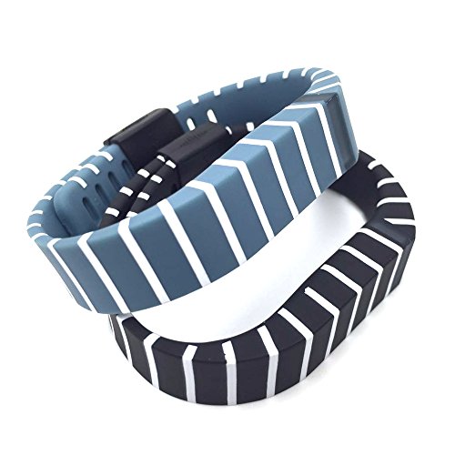 i-smile® 2pcs Replacement Bands with Metal Clasps for Fitbit Flex / Wireless Activity Bracelet Sport Wristband / Fitbit Flex Bracelet Sport Arm Band (No tracker, Replacement Bands Only) & Silicon Fastener Ring For Free – Provided by i-smile® (Zebra Black&Zebra Slate, Small)