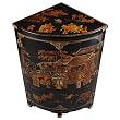 Handmade Oriental Furniture - 39" Antique Style Black Leather Mandarin Corner Storage Cabinet
