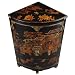 Handmade Oriental Furniture - 39" Antique Style Black Leather Mandarin Corner Storage Cabinet