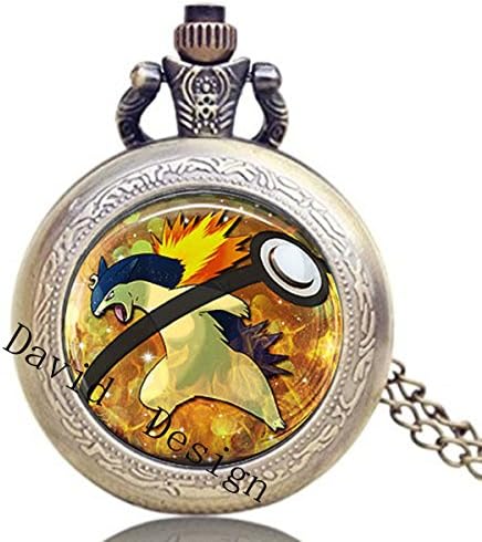 Superb Jewelry® Typhlosion Pokeball Pokemon Necklace Watch // Pendant Gift Idea Gamer Gear Cosplay A33