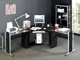 Black PC Computer Desk Glass Table New Home Office New