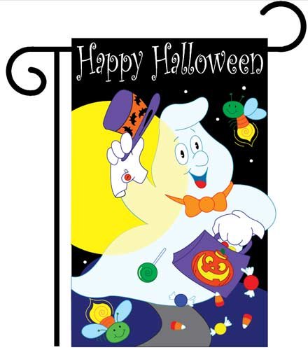Happy Halloween Ghost Garden Flag