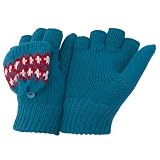 Girls Kids/Childrens Capped Winter Fingerless Patterned Gloves (One size) (Teal)
