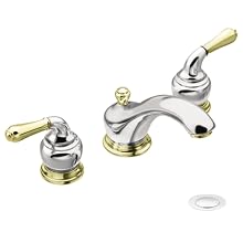 Moen T4570CP-9000 Monticello Two-Handle Low Arc Bathroom Faucet Trim Kit with Valve, Chrome and Polished Brass