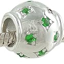 Emerald Green CZ May Birthstone .925 Silver Starburst Bead fits Pandora