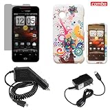 iNcido Hard Case Wonderland Rubber Feel Finish For HTC Droid Incredible + LCD Screen Protector + Rapid Car Charger + Home Wall Charger