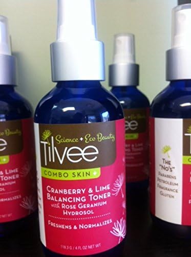 Cranberry &amp; Lime Balancing Hydrosol Toner with Rose Geranium (Plant Based Organic Ingredients) - 4 oz bottle