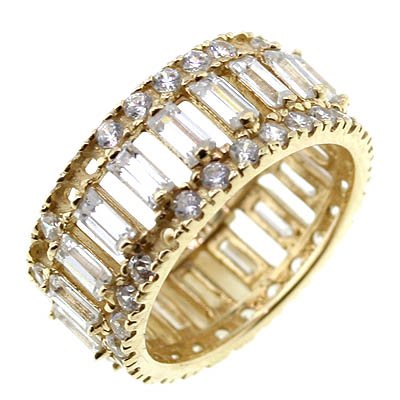 Diamond Cut Signity® Stone Cubic Zirconia & Created Ruby in 14K White Classic Gold Eternity Ring by Designer Michael Valitutti Cubic Zirconia