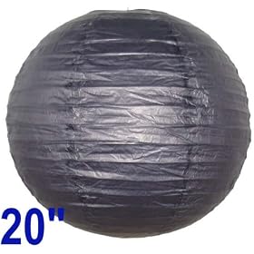 Black Chinese Japanese Paper Lantern Lamp 20 Diameter - Just Artifacts Brand by Just Artifacts