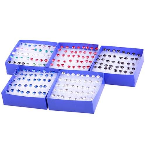 20 Pairs Pretty Crystal Rhinestone Round Earrings Ear Studs Allergy Free Pin