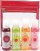 Shower Gel Travel Tote Bag, 2-Fluid Ounce Gels in Pomegranate Coconut, Blueberry Citron, Key Lime Passion Fruit, and Grapefruit Tangelo