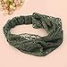 Chic Lady Girl Women Wide Headband Lace Head Wraps Turban Bandanas Army Green