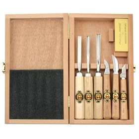 Two Cherries 515-3437 7-Piece Wood Carving Set in Wood Box by Robert Larson Company