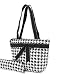 Black & White Houndstooth Cotton Quilted Insulated Lunch Tote Bag for Women