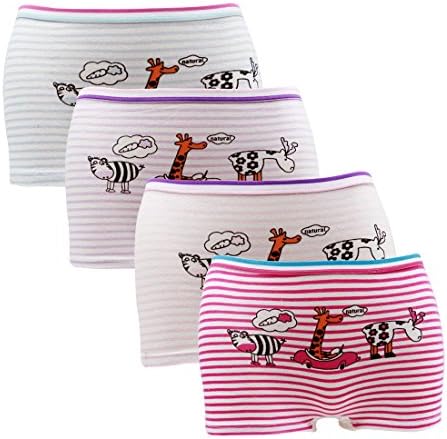 Mmiao Baby 2t-10t Kids Girls Briefs 4-pack Boyshort Underwear Giraffe (8-10)