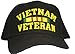 Vietnam Veteran Military Style Baseball Cap Hat Black with Logo and Medal Ribbon Embroidery, Adjustable