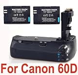 Professional BG-E9 Battery Grip + 2 LP-E6 Batteries for Canon EOS 60D Digit ....