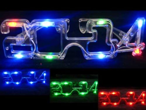12/pcs - LED Light up 2014 Flashing Eye Glasses for NYE New Years Eve Party Celebrations