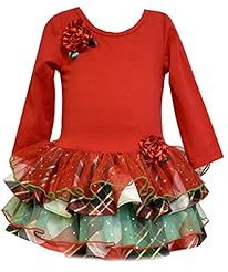 Girls Short Puff Sleeves Polka Dot Print Tiered  Mesh Taffeta/Tulle  Dress With a Bow(s)