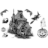 HALLOWEEN HAUNTED HOUSE Unmounted Rubber Stamp Set