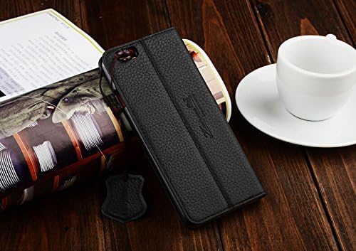 Kaiyue Real Genuine Leather Case Flip Cover Stand Protect for Apple Iphone 6/ Iphone 6 Plus (iPhone 6 Plus:Black)