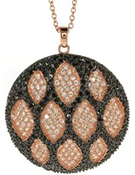 Rose Gold Plated Sterling Silver Circular Shape Hand Set Micro Pave CZ Pendant