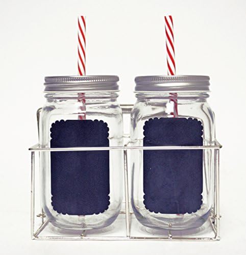Haven Milk crate Set with 4 16oz chalkboard glasses and reusable straw
