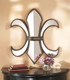 23" European-Style Antiqued Fleur-de-Lis Mirror Wall Decor