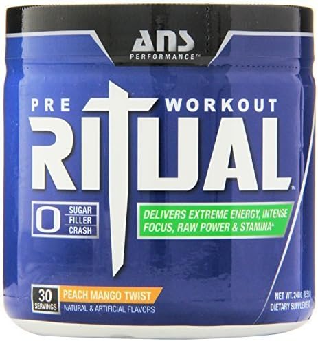 ANS Performance Ritual Pre-Workout, Delivers Extreme Energy with Intense Focus and Raw Power, Sugar-Free Peach Mango Twist, 240 Gram by Athlete Certified Nutrition