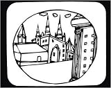 Decorated Mouse Pad with "black and white", "Austria Hungary", road, structure, apartment, Europe, building, colony, tower, architecture