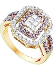 0.75CTW COGNAC DIAMOND LADIES INVISIBLE RING