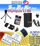 TheZipKit for OLYMPUS SP-800UZ. Includes: 2 Li-50B 950mAh Ultra High Capacity Batteries made with cells produced in JAPAN or USA, Table-Top Wire Tripod, 110/240 Mini Charger with fold out plug and a DC car adapter, SD/SDHC Card Reader, LCD Protection Film Kit and more. (NON OEM).. OLYMPUS SP-800UZ.