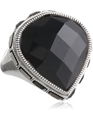 Judith Jack "Flamenco" Sterling Silver, Marcasite and Onyx Tear Shape Ring, Size 7