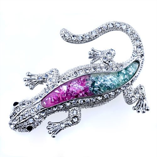 Gecko Clear Crystal Brooches And Pins