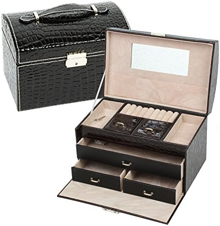 Yoyo Jewelry Storage Case With Lock And Mirror Stackers Jewellery Boxes Display Black