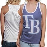 MLB Touch by Alyssa Milano Tampa Bay Rays Ladies Navy Blue-White Sublimated Burnout Tank Top (X-Large)