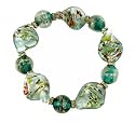 Bracelet - B63 - Murano Style Glass - Twists - Stretch ~ Teal and Green