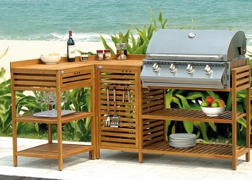 Cuisine extérieure - barbecue gaz + desserte
