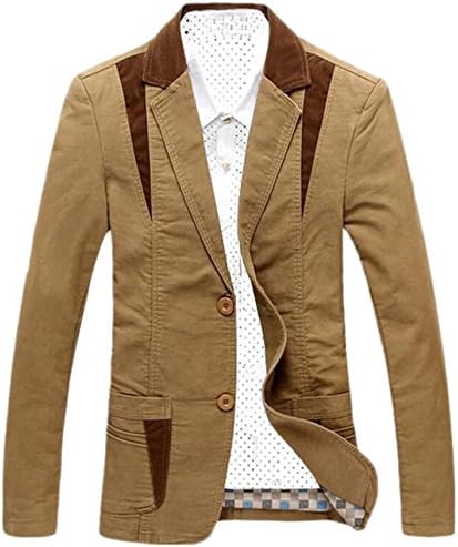 Gclear Men's Classic Big-Tall Single Breasted Blazer Jacket Khaki US M