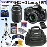 Olympus Evolt E420 10MP Digital SLR Camera with 14-42mm f/3.5-5.6 Zuiko Lens & 70-300mm f/4.0-5.6 ED Zuiko Lens + 8GB Deluxe Accessory Kit