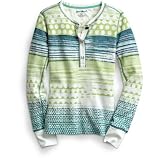 Waffle-Knit Multi Print Henley