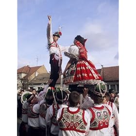 Maiden and Lad Standing on Chairs Held by Other Lads to Cheer Their Union Photographic Poster Print by Richard Nebesky, 9x12