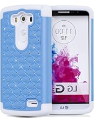 Wireless: myLife Winter Blue + Sleek White {Crystal Bling Bumper Design} 2 Piece Hybrid Reflex Case for the LG G3 Smartphone (Outer Rubberized Fit On Protector Shell + Internal Silicone SECURE-Grip Bumper Gel) - myLife Brand Products