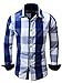 Neleus Men's Long Sleeve Button Down Plaid Shirts,112,Blue,L,Tag XL