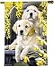 Golden Retreiver Puppies Garden Art Flag Banner