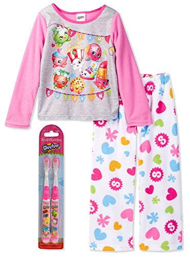 Shopkins Girls' Big Girls' 2-Piece Fleece Pajama Set, Pink, 8