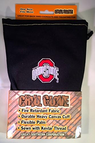 NCAA The Ohio State University Buckeyes Fire Retardant Grill Glove - Sewn with Kevlar Thread - Perfect for Tailgating - Great Father's Day Gift