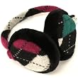 Winter Ski Argyle Earmuff Ear Warmer Adjustable Berry with Multiple Colors
